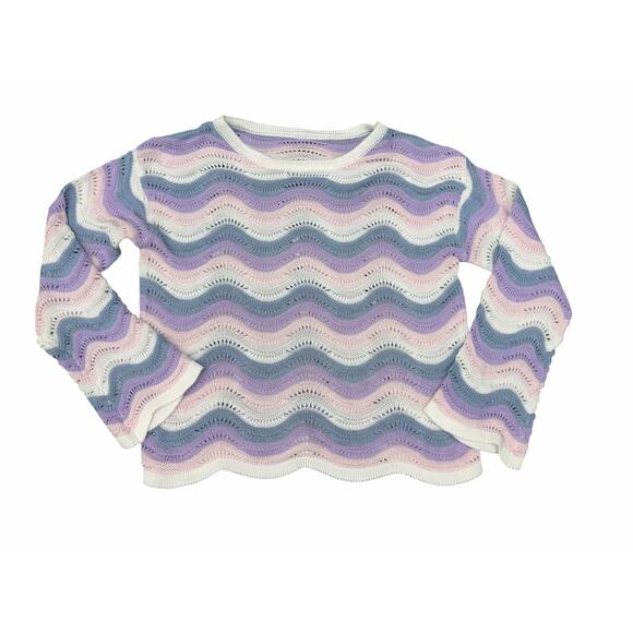Unbranded Sweaters - Pastel Wave Knit Sweater S/M Pink Purple Blue Lightweight Stretch